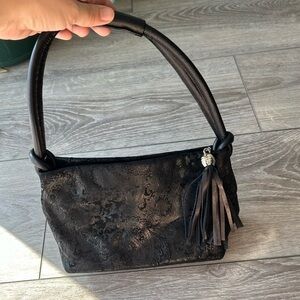 Vintage Miss Sak Metallic  Paisley Pattern Leather Purse Made in Canada